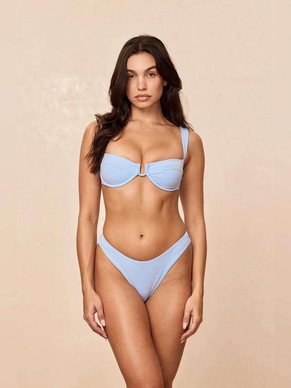 $92 MONDAY SWIMWEAR “Byron” Bikini Bottom in “Sky Rib”, Women’s Size Small